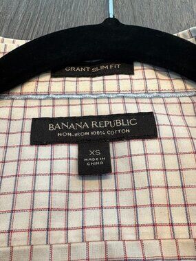 Banana Republic Slim Fit Dress Shirt - White/Red - XS